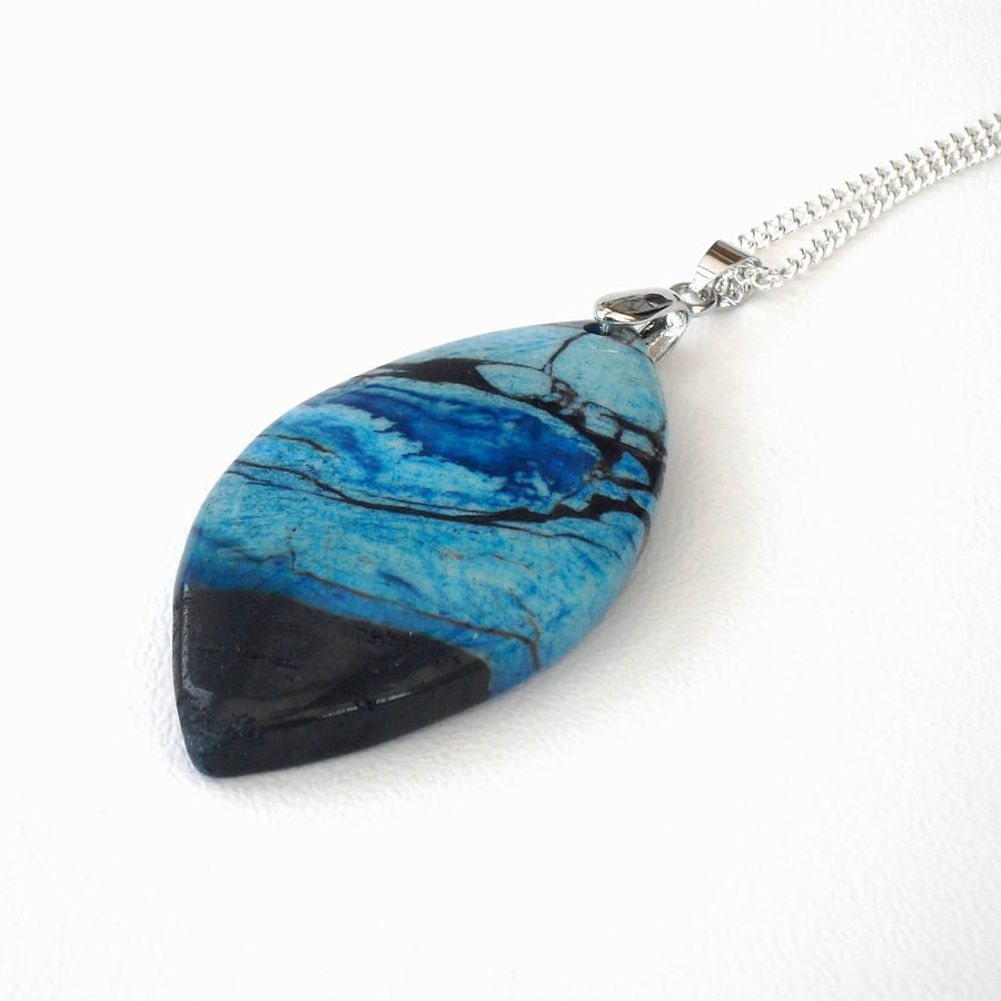 ONE DAY SALE ITEM: Blue jasper gemstone pendant necklace