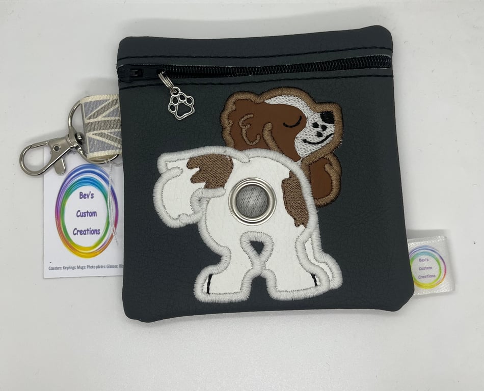 King Charles Spaniel Embroidered Poo bag dispenser 