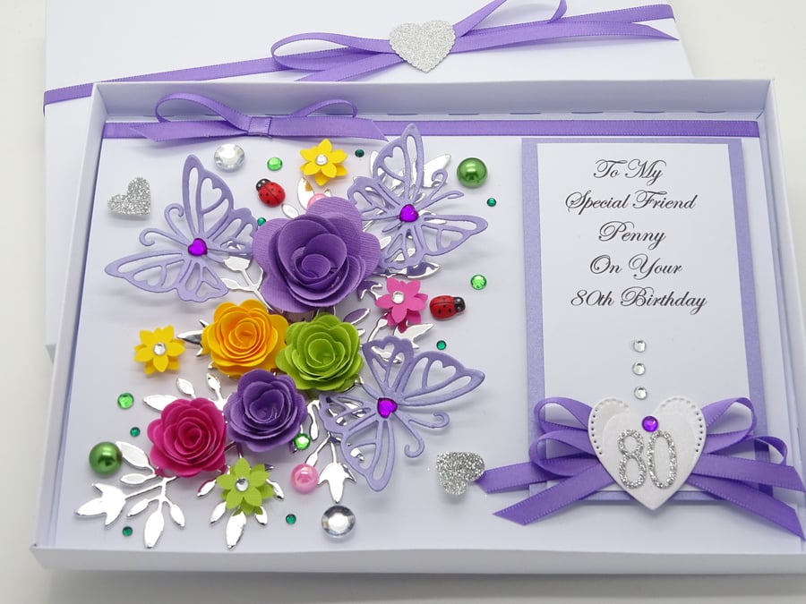 Handmade Personalised Luxury Mothers Day Birthday Card Wife Mum Nan T530