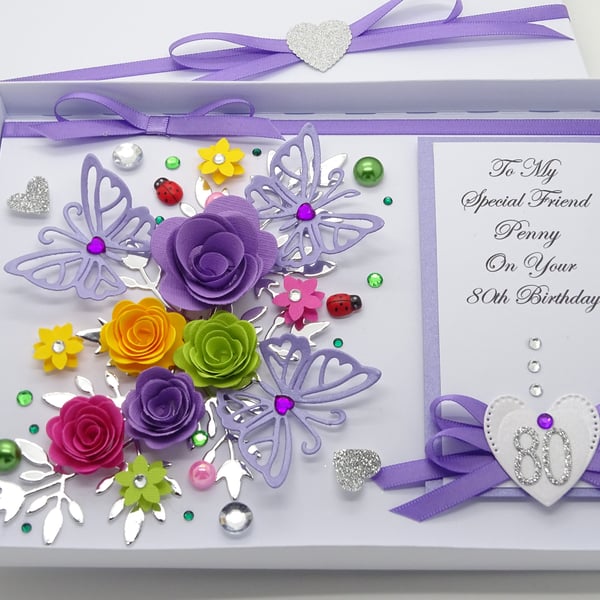 Handmade Personalised Luxury Mothers Day Birthday Card Wife Mum Nan T530
