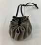 Grey suede leather drawstring pouch - dice bag - FREE SHIPPING