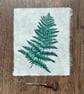 Forest green fern original linocut print