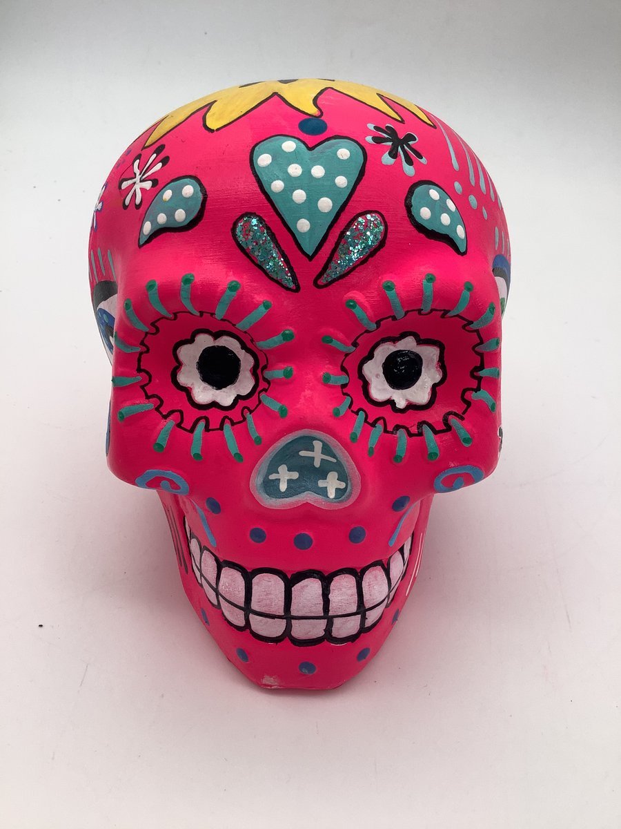 Hand-Painted Mexican Ceramic Sugar Skulls - Día de los Muertos & Halloween Decor