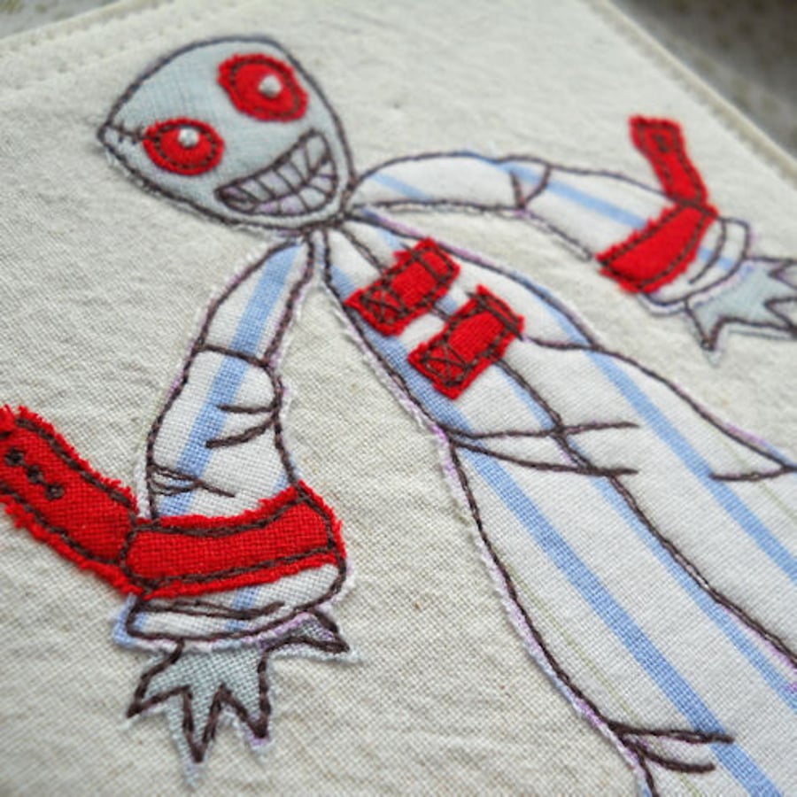 embroidered notebook - straight jacket zombie - A6