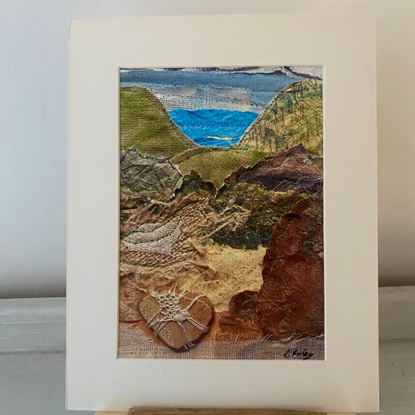 Walking through sand dunes, original landscape print