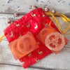 Handmade Natural Loofah Soaps Set Ginger & Clove With Lined Cotton Christmas Bag