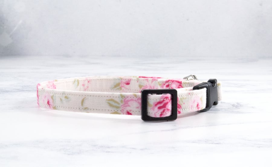 Rose, Breakaway Cat Collar, Kitten, Kitten Collar, Cat, Pet, Tilda Fabric, Roses