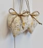 Pair heart decorations in Laura Ashley fabric yellow Summer Palace - Image 1