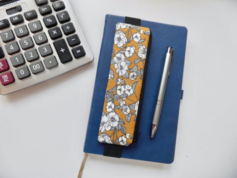 Elasticated pencil case for cover of book diary journal William Morris 