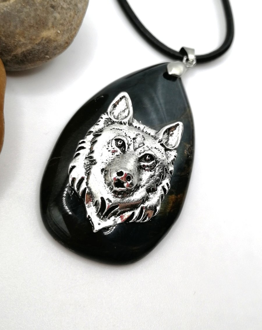 Tigers Eye Wolf Necklace