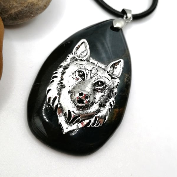 Tigers Eye Wolf Necklace