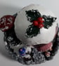 Handmade Polymer Clay Christmas Pudding Fairy House Tealight Holder (Pink) - Image 5