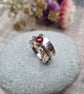 Sterling Silver Hammered Spinner Ring with Garnet. - Size UK N - JBJ9023 - Image 1