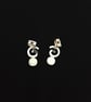 White Fire Faux Opal Studs with a Swirl - Image 6