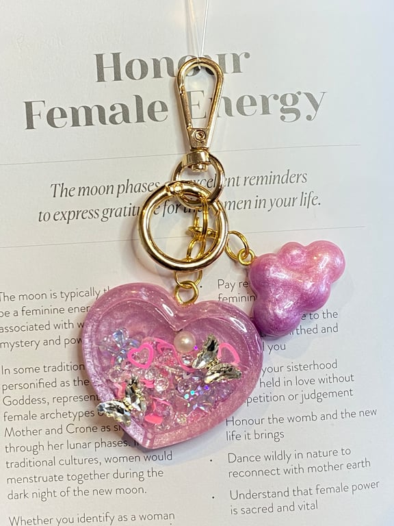 Handmade Shaker Keychain - 'Heart of Calm' with Detachable Cloud Pendant