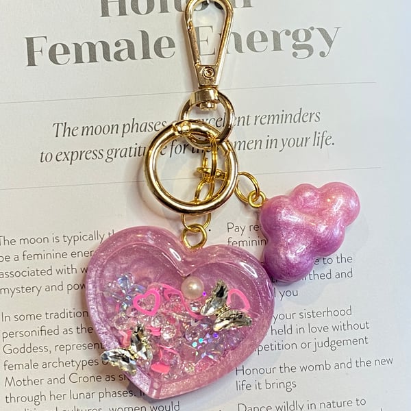 Handmade Shaker Keychain - 'Heart of Calm' with Detachable Cloud Pendant