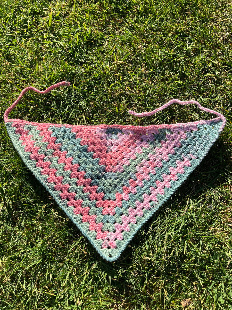 Crochet Pink Lilly Cotton Bandana, Large