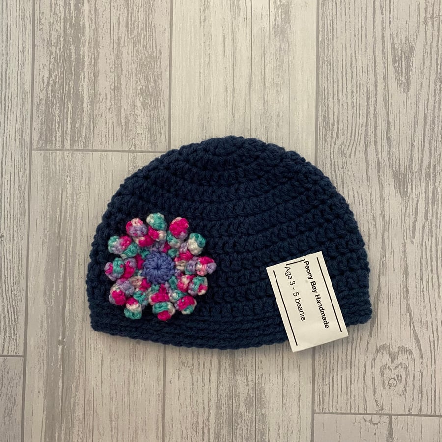 Child’s hat, navy beanie, age 3-5 years