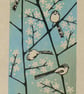 Long Tailed Tits on Blackthorn linocut print - Image 3