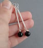 Long Jet Black Drop Earrings - Simple Onyx and Sterling Silver Bar Jewellery - Image 3