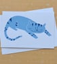 Sleeping Cat Hand Screen Printed Card - Image 1
