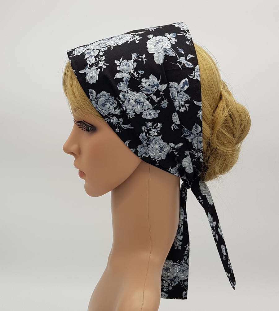 Cotton head scarf, wide hair scarf for women, nurse hair cover, bandanna