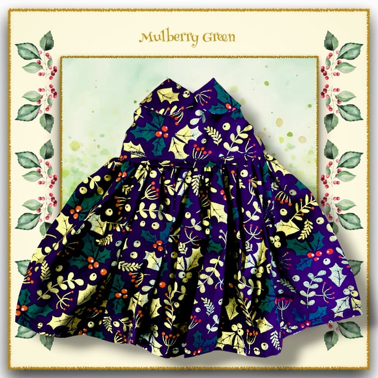Golden Holly Christmas Dress 