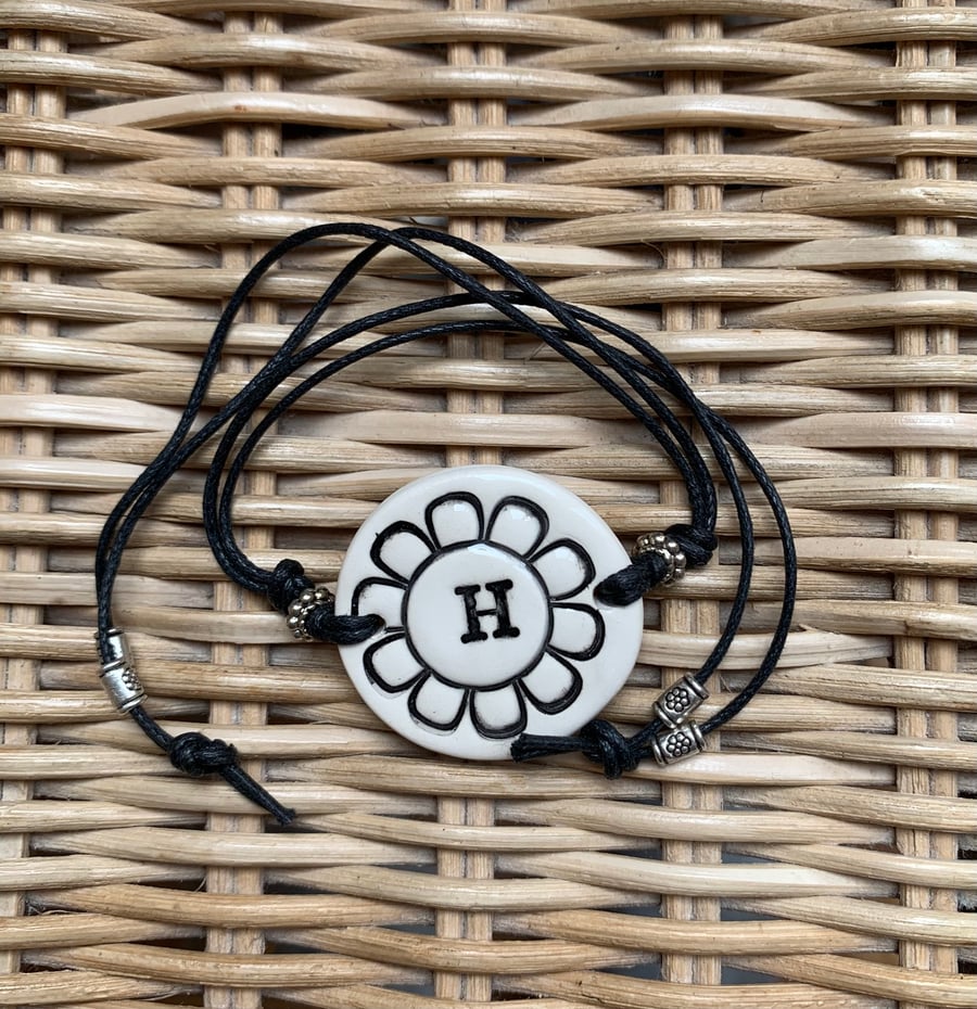 Letter 'H' Ceramic Disc Bracelet