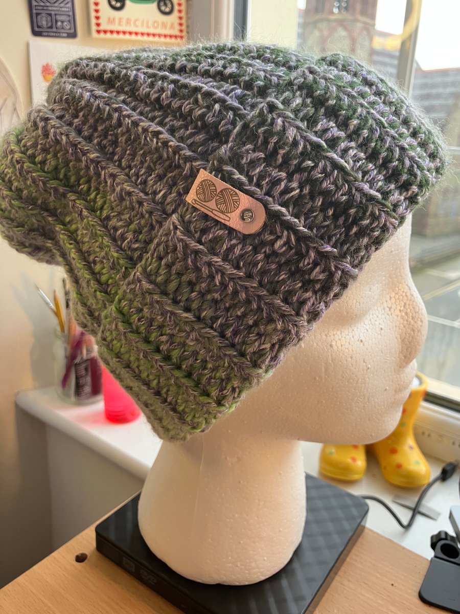 Purplely camouflage Schlump Beanie with Optional Pompom