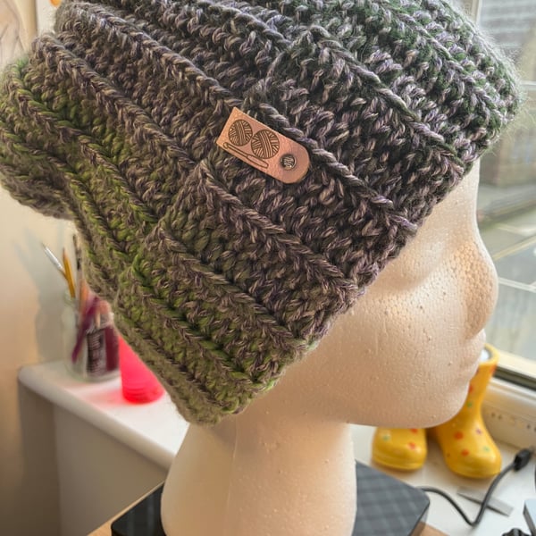 Purplely camouflage Schlump Beanie with Optional Pompom