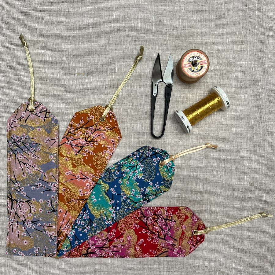 Bookmarks Japanese Fabric Blossoms Flowers
