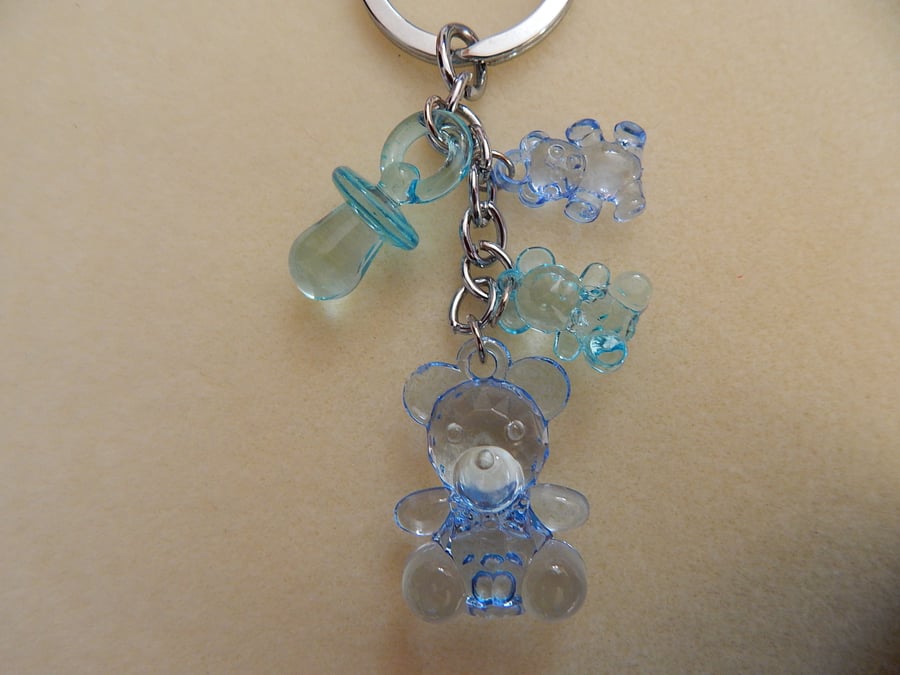 Baby Boy Blue Key ring Bag Charm Baby Shower Gift