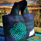 Blackwatch tartan Harris Tweed with a piece of Scottish celtic heart 