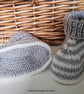 Baby Boy's Hand Knitted 95% Merino Wool Booties 0-3 months size  - Image 2