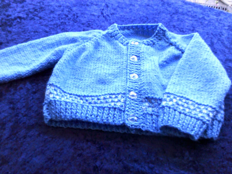 22 inch Blue Round Neck Cardigan