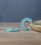 Amazonite Gemstone Hoop Earrings in Sterling Silver - Boho Crystal Small Hoops - Image 6
