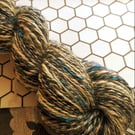 Blueberry Swirl hand spun yarn – wool and plant fibres - 200 yards