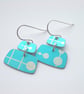 Mid century style rectangle earrings in turquoise  - Image 2