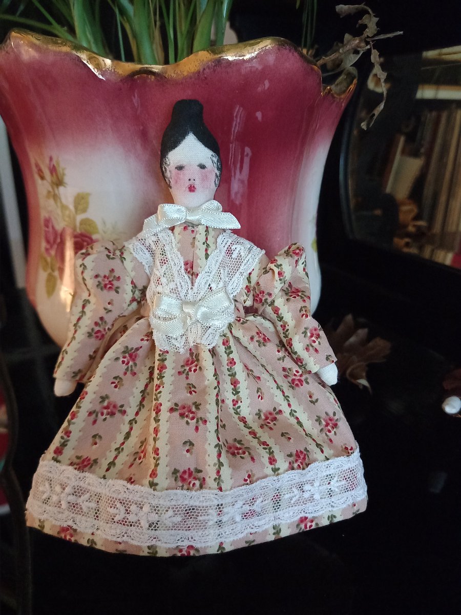 SALE Unusual 'Evangeline' Victorian style rag doll with lavender