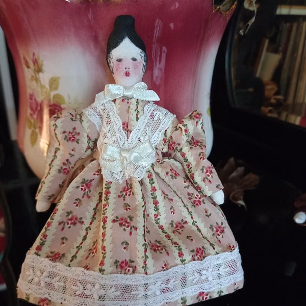 SALE Unusual 'Evangeline' Victorian style rag doll with lavender