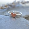 Sterling silver band with copper hammered heart, valentine