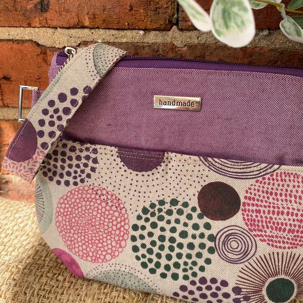 Abstract Mauve Circles Crossbody Bag