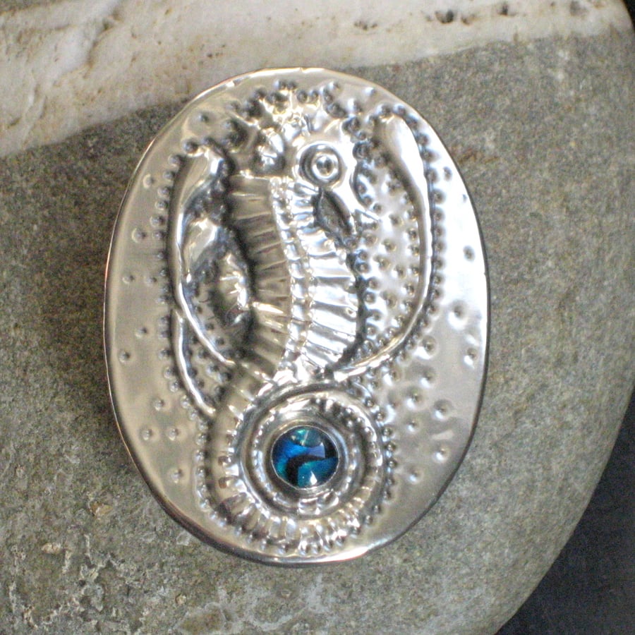 Seahorse Shell Brooch