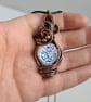 Double Sided Blue & White Unique Copper & Glass Pendant Necklace Gift Jewellery  - Image 5