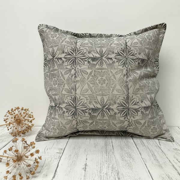 Hand Printed Linen Square Cushion - ASTA - Lavender Grey