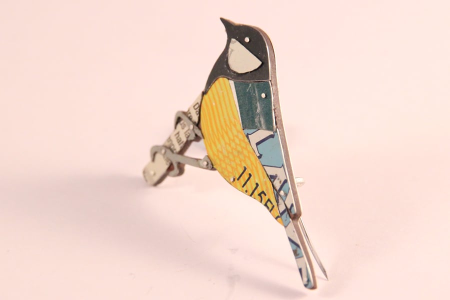 Great Tit Tin Brooch