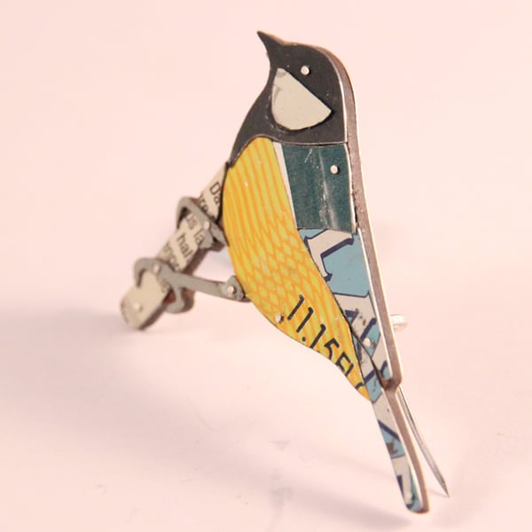 Great Tit Tin Brooch