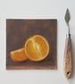 Orange Original Oil Painting - Small Kitchen Still Life Art (5x5)