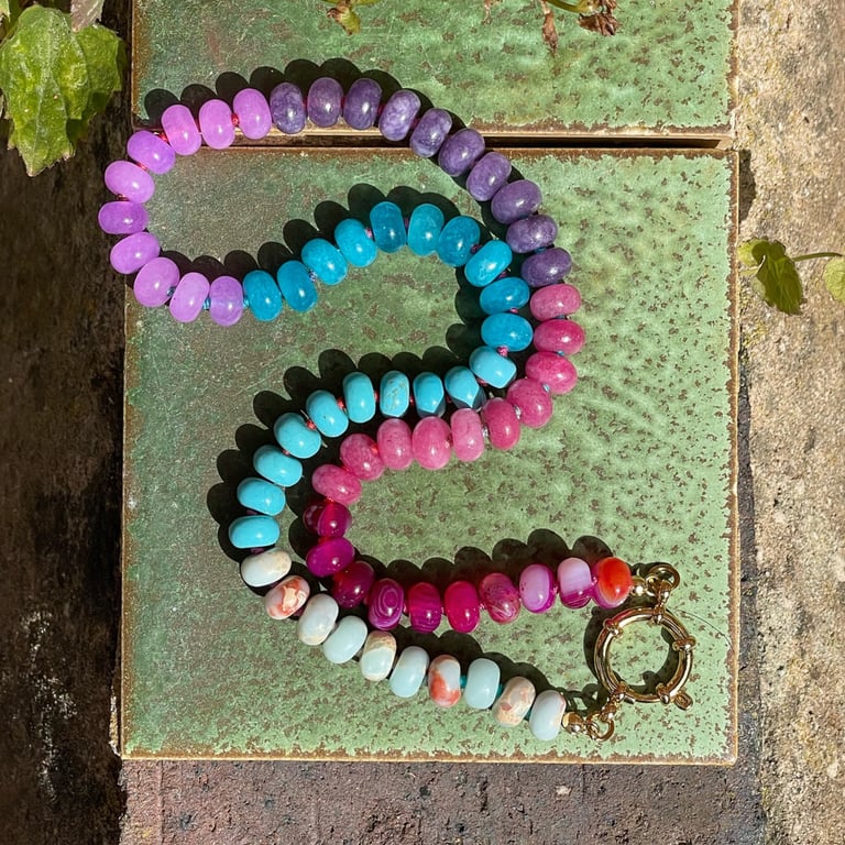 Candy Rock Hand Knotted Beaded Gemstone Necklace