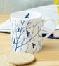 Fine bone china mug, flock of birds & branches, Coffee mug, Nature inspired gift - Image 3